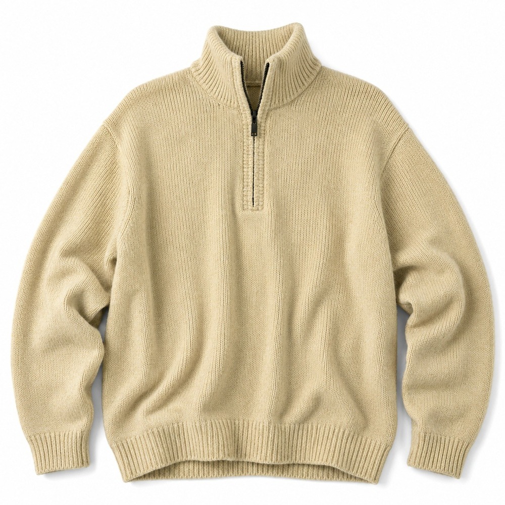 Vintage Tommy Bahama Sweater Mens XL Cream 1/4 Zip Mock Neck Cotton Knit